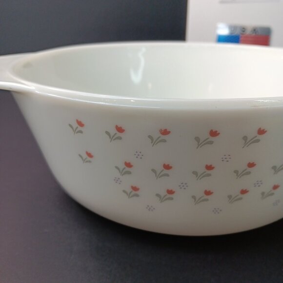 Vintage 80s Pyrex Laura Ashley Tulips Casserole Dish Made In England 9” - Picture 7 of 16